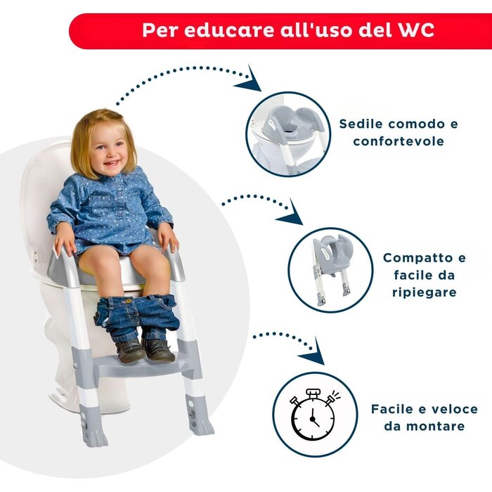 WC-Sitzverkleinerer mit Treppe für Kinder - Grau - Bis zu 33% Rabatt