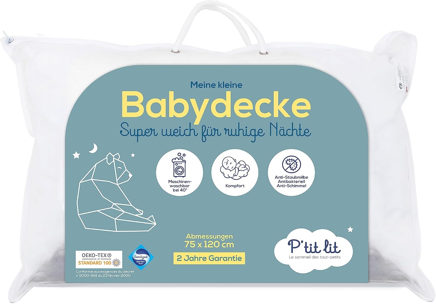 Kleinkinderbettdecke 75x120 cm - antiallergisch - bis zu 31% Rabatt