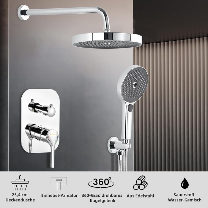 Luxus-Regenduschsystem mit Thermostat - Chrom - bis zu 34% Rabatt