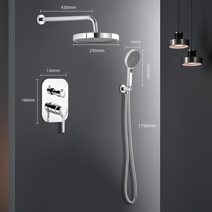 Luxus-Regenduschsystem mit Thermostat - Chrom - bis zu 34% Rabatt