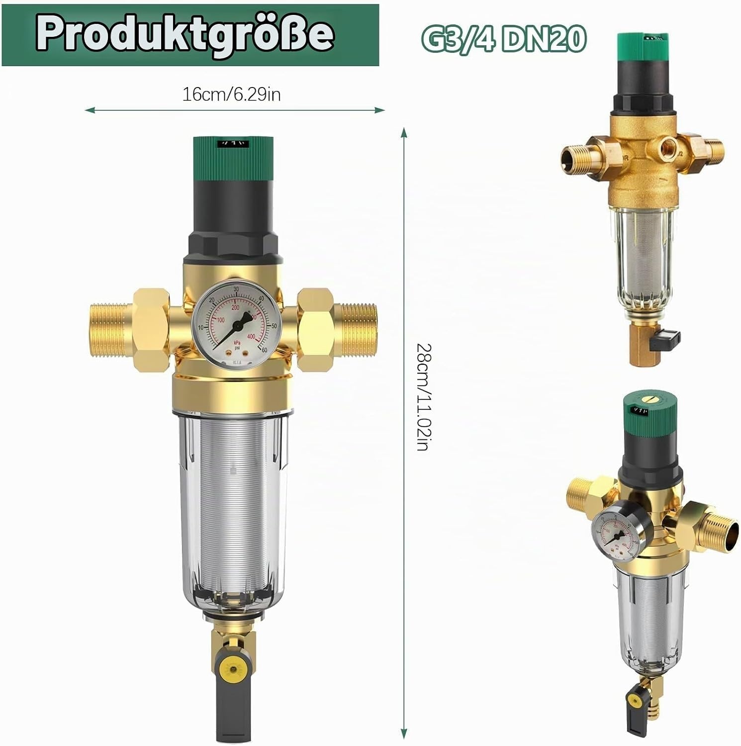 Wasserdruckminderer 3/4 Zoll Messing mit Manometer - bis zu 32% günstiger