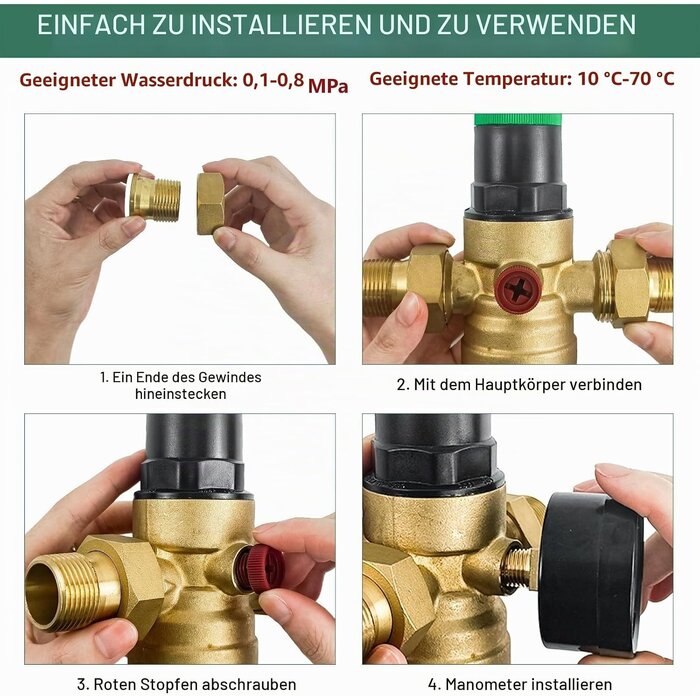 Wasserdruckminderer 3/4 Zoll Messing mit Manometer - bis zu 32% günstiger