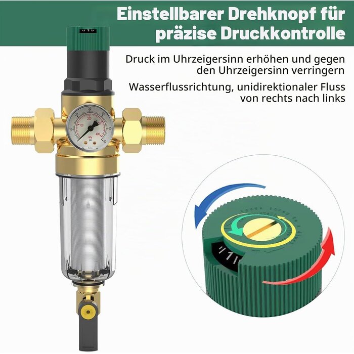 Wasserdruckminderer 3/4 Zoll Messing mit Manometer - bis zu 32% günstiger