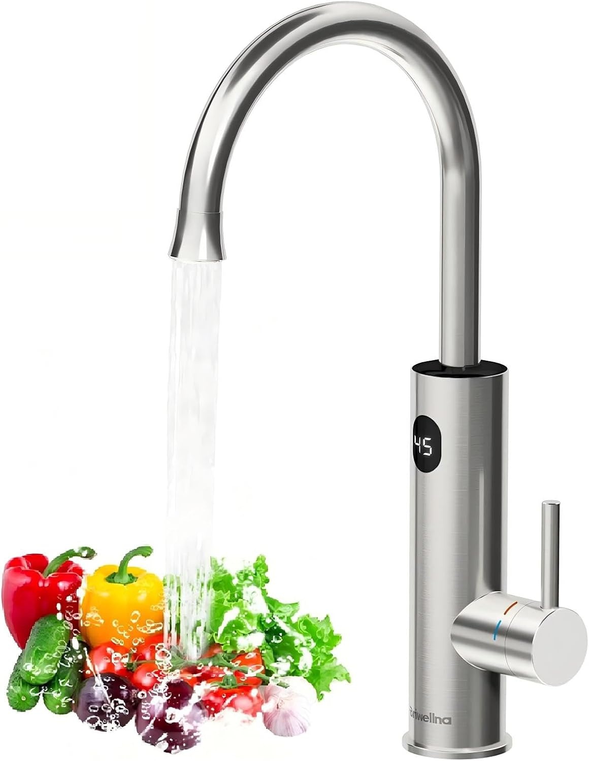 Elektrischer Warmwasserhahn mit LED - Wandmontage, 3,2 kW, bis zu 34% sparen