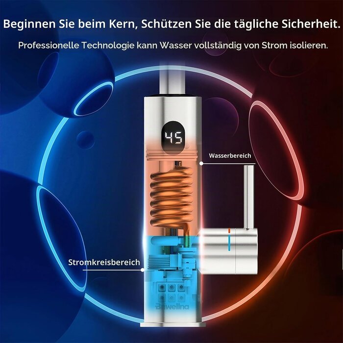 Elektrischer Warmwasserhahn mit LED - Wandmontage, 3,2 kW, bis zu 34% sparen