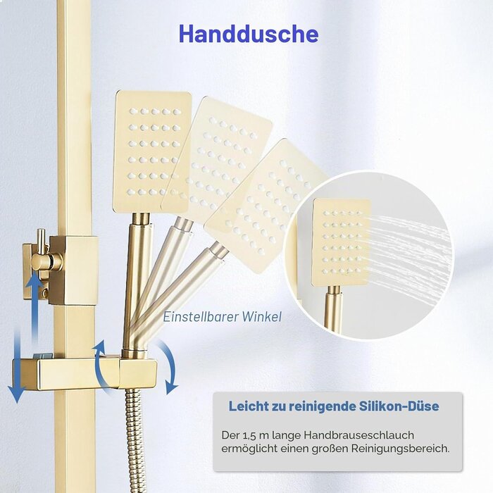 Luxus-Duschsystem Messing gebürstetes Gold, 8 Zoll - bis zu 34% sparen