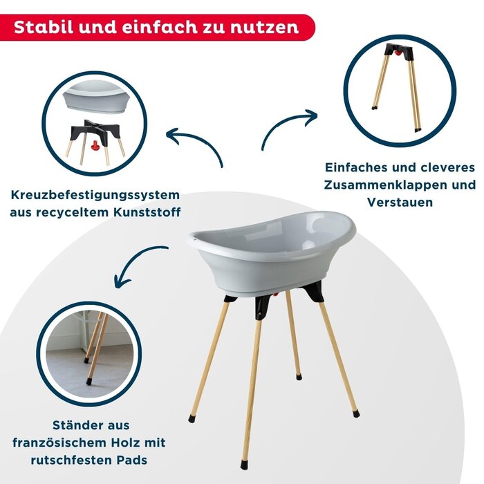 Ergonomische Babybadewanne mit Ständer - Grau - bis zu 34 % günstiger