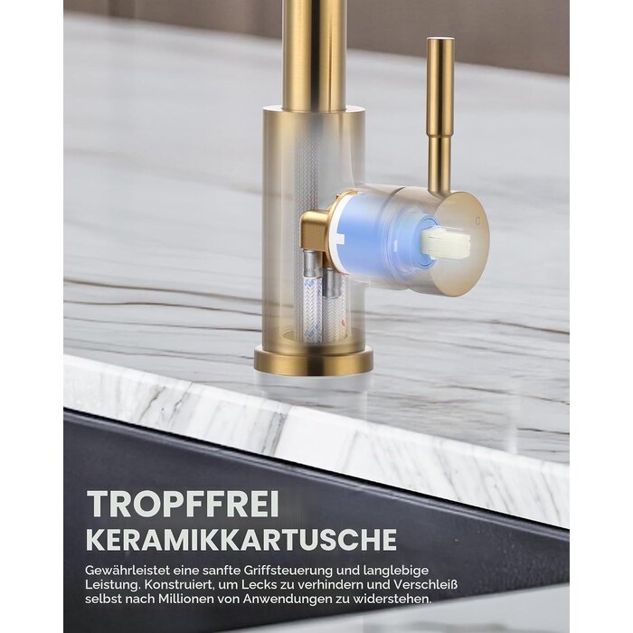Luxus Küchenarmatur in Gold | Ausziehbar & 360° drehbar | Bis zu 34% Rabatt