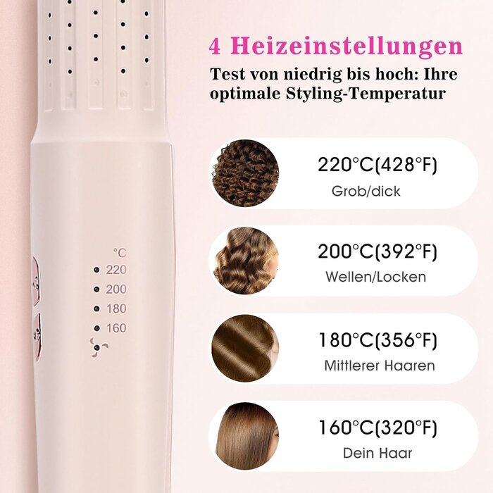 2-in-1 Lockenstab & Glätteisen mit Kaltluft - Pink - bis zu 33% reduziert