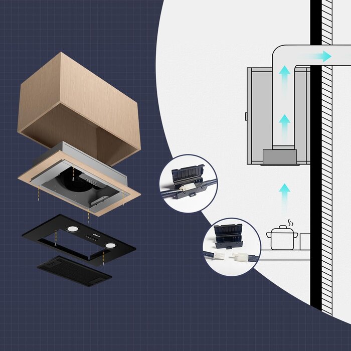 Integrierte 52cm Unterbau-Dunstabzugshaube - Schwarz - bis zu 35% Rabatt