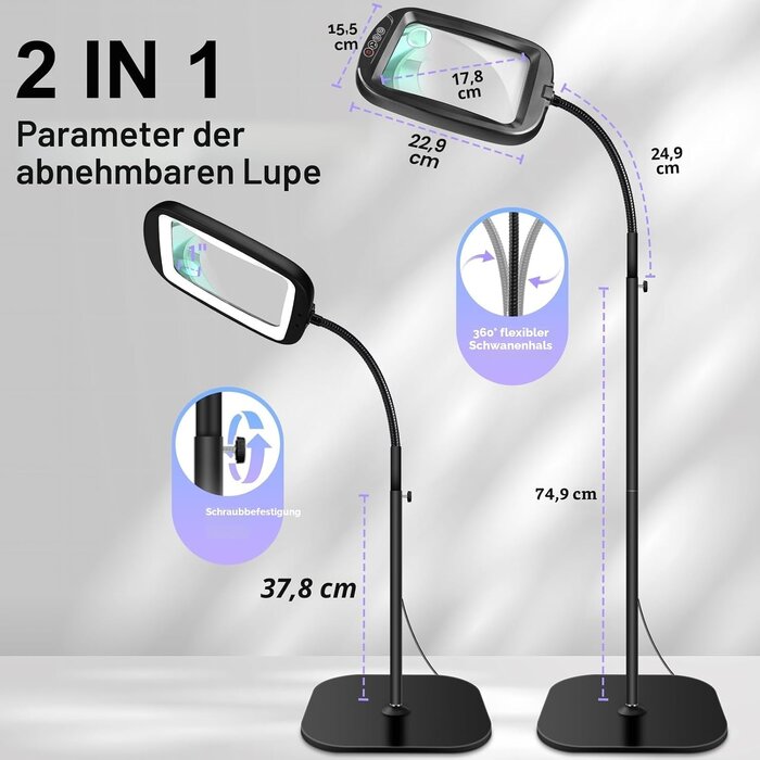 LED-Standlupe 10-fach mit Licht, 2-in-1 Design - jetzt bis zu 34% günstiger