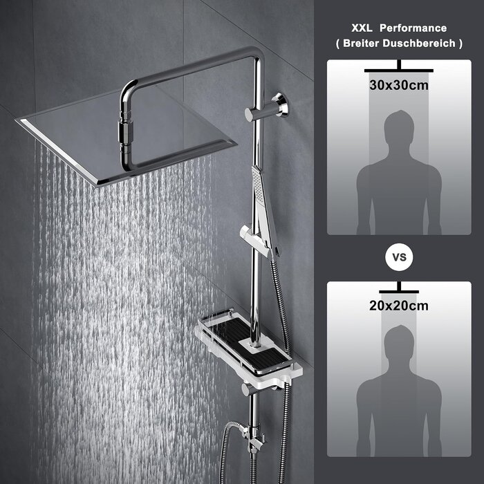 Regenduschsystem mit Ablage 30x30 cm Edelstahl Chrom - bis zu 34% sparen