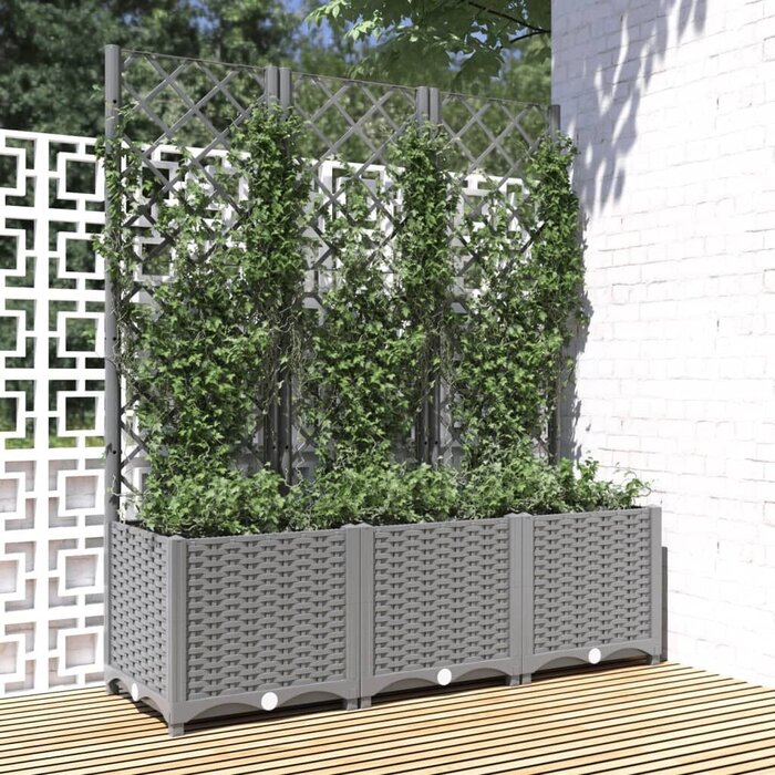 Vidaxl Pflanzkübel mit Rankgitter 120x40x136 cm - Grau - bis zu 34% Rabatt