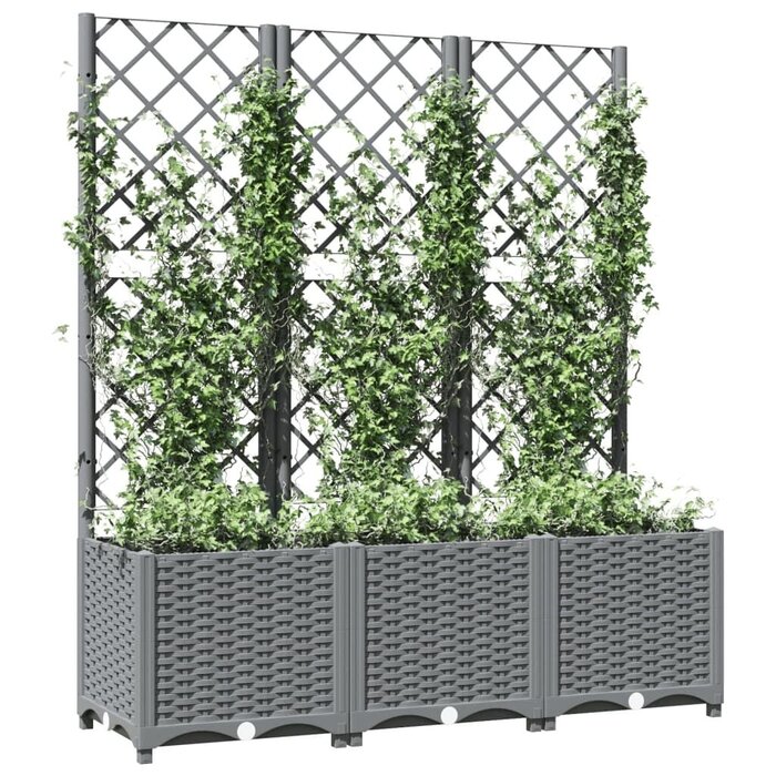 Vidaxl Pflanzkübel mit Rankgitter 120x40x136 cm - Grau - bis zu 34% Rabatt