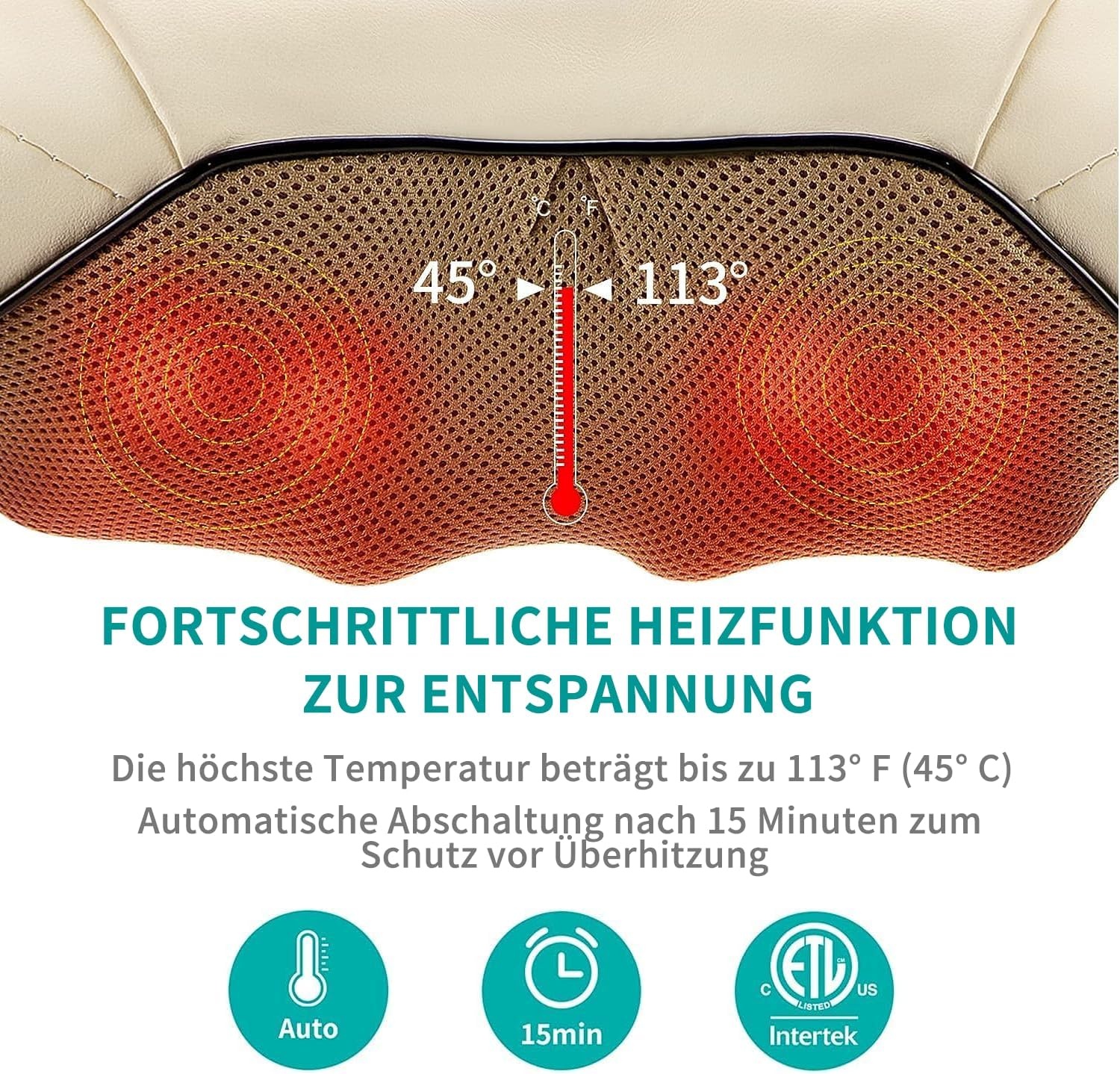Shiatsu Massagekissen mit Wärmefunktion - Beige - bis zu 33% sparen