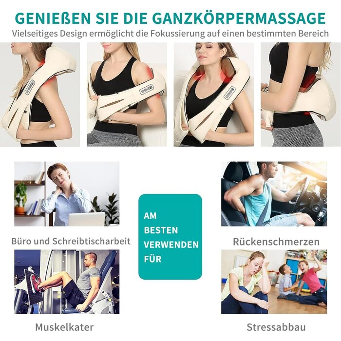 Shiatsu Massagekissen mit Wärmefunktion - Beige - bis zu 33% sparen