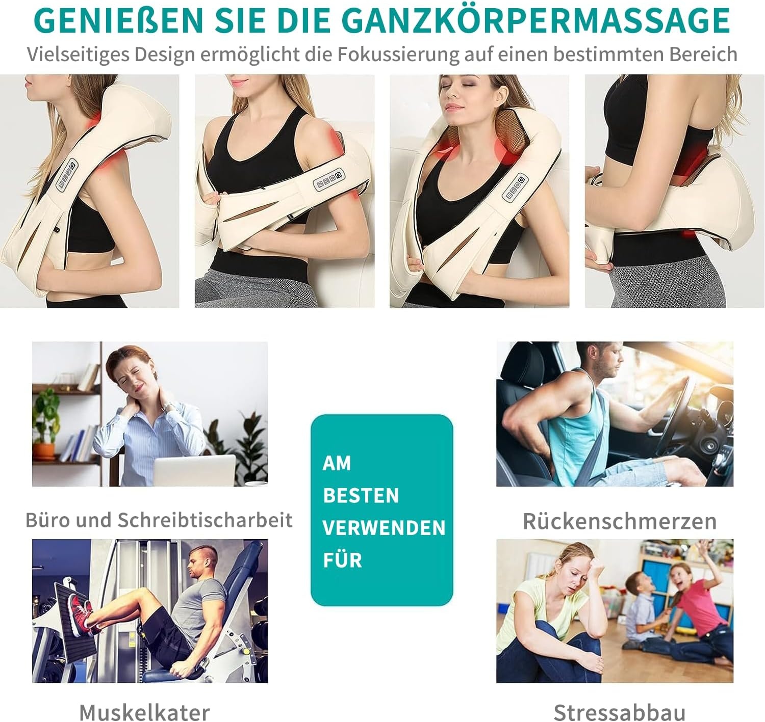 Shiatsu Massagekissen mit Wärmefunktion - Beige - bis zu 33% sparen