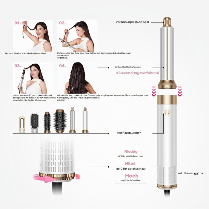 6-in-1 Air Styler & Lockenstab - Ionen-Technologie - Blau - bis zu 33% reduziert