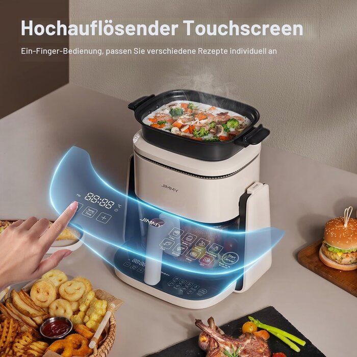 2-in-1 Heißluftfritteuse 4L, Grill & Touch, Beige - bis zu 34% Rabatt sparen
