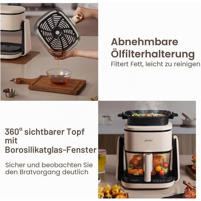 2-in-1 Heißluftfritteuse 4L, Grill & Touch, Beige - bis zu 34% Rabatt sparen