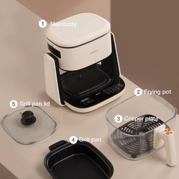 2-in-1 Heißluftfritteuse 4L, Grill & Touch, Beige - bis zu 34% Rabatt sparen