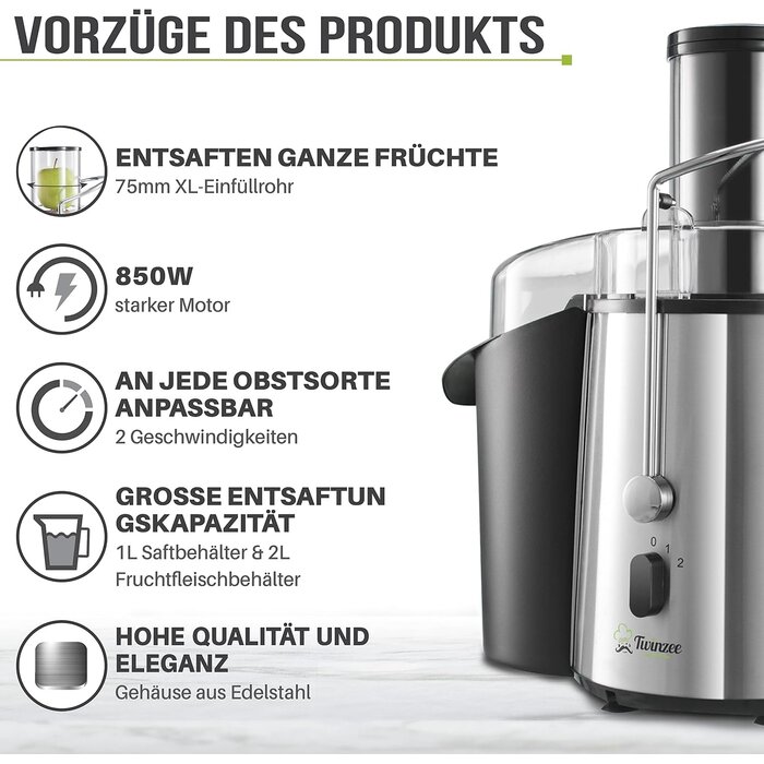 Elektrischer Zentrifugen-Entsafter 850W | Edelstahl | bis zu 33% Rabatt