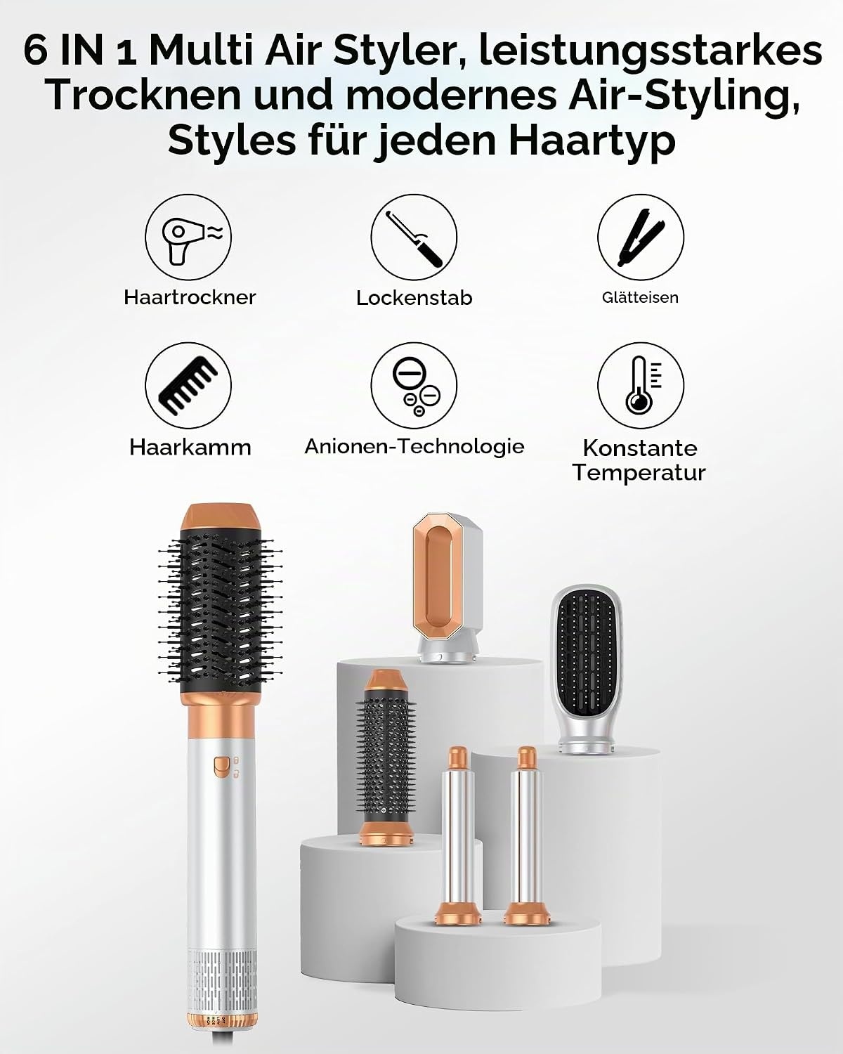 6-in-1 Multistyler Warmluftbürste - 1000W Haarstyling-Set - bis zu 28% reduziert
