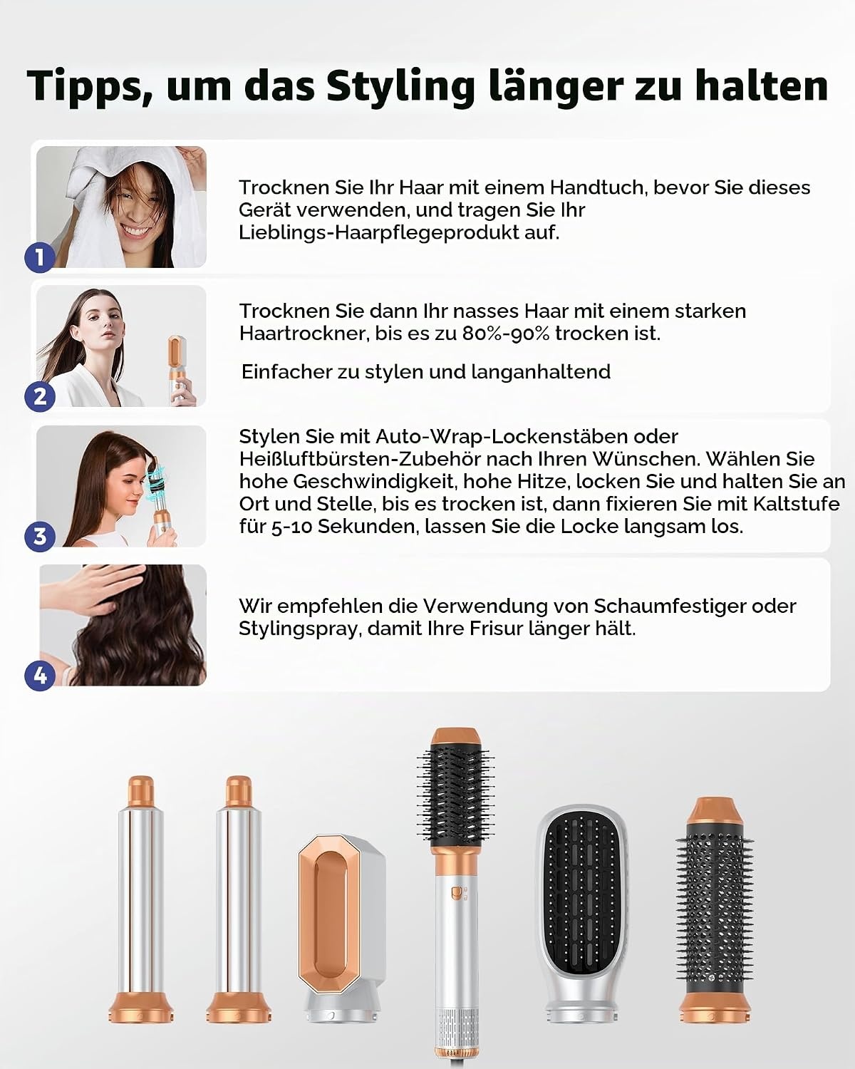 6-in-1 Multistyler Warmluftbürste - 1000W Haarstyling-Set - bis zu 28% reduziert