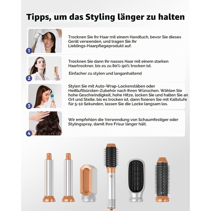 6-in-1 Multistyler Warmluftbürste - 1000W Haarstyling-Set - bis zu 28% reduziert