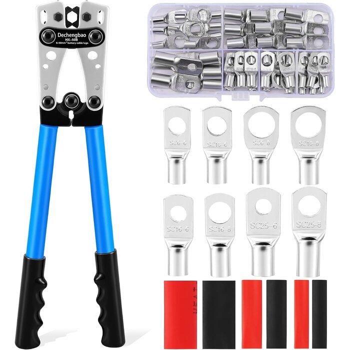 Kabelschuh-Crimpzange Set 6-50 mm² inkl. 60 Kabelschuhe - bis zu 32% reduziert
