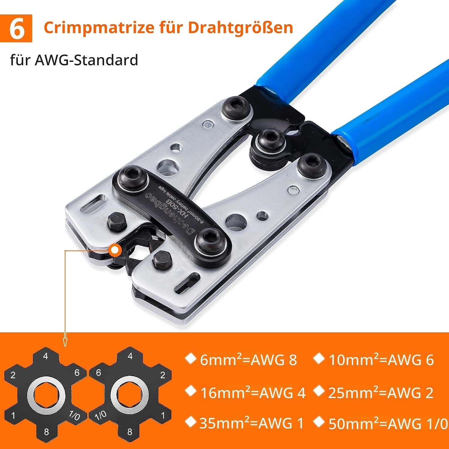 Kabelschuh-Crimpzange Set 6-50 mm² inkl. 60 Kabelschuhe - bis zu 32% reduziert