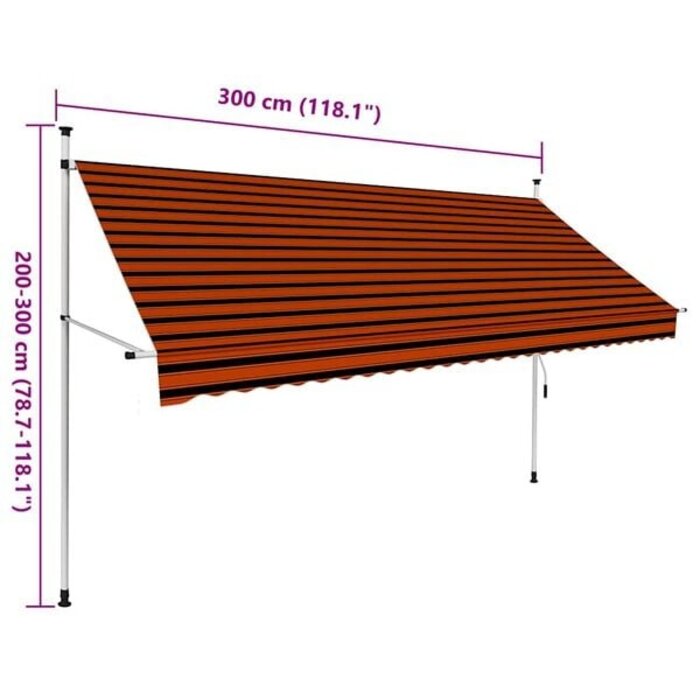 Vidaxl Manuelle Markise 300 cm, Orange/Braun - bis zu 34% sparen
