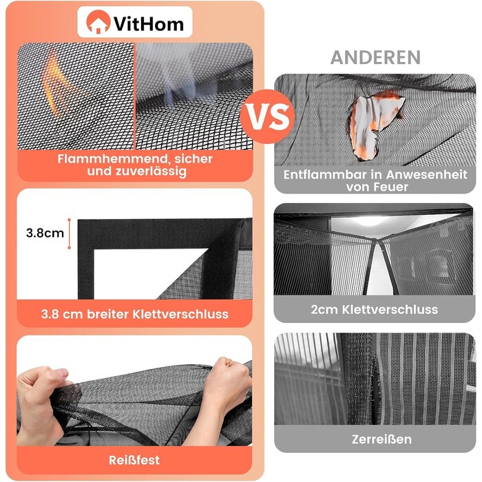 Magnet-Fliegengittertür 85x210cm - Glasfaser Schwarz - bis zu 31% Rabatt