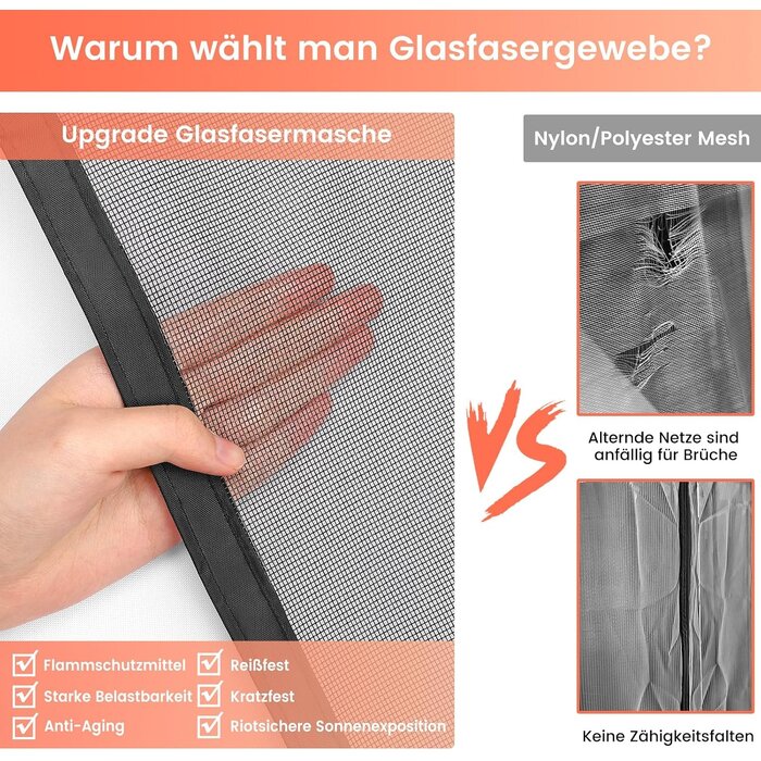 Magnet-Fliegengittertür 85x210cm - Glasfaser Schwarz - bis zu 31% Rabatt