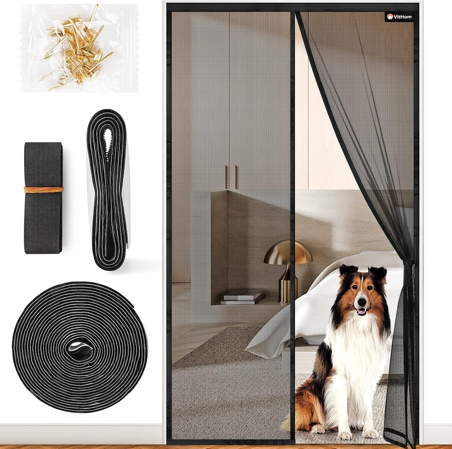 Magnet-Fliegengittertür 85x210cm Schwarz - 51% Rabatt