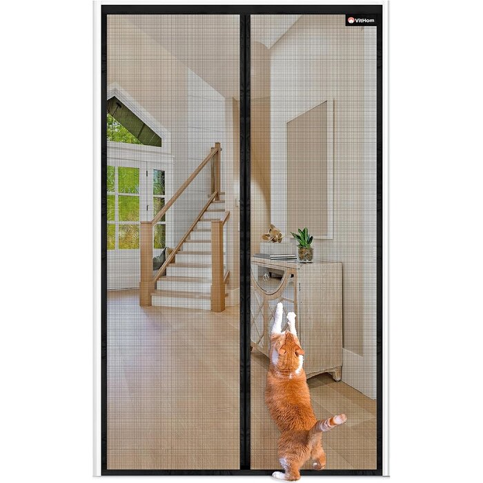 Magnet-Fliegengittertür 85x210cm - Glasfaser Schwarz - bis zu 31% Rabatt