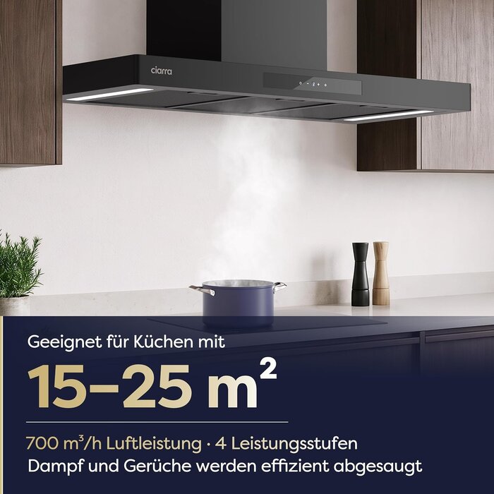 Moderne 90 cm Wandabzugshaube - Schwarz, WLAN & A+++ - bis zu 35% Rabatt