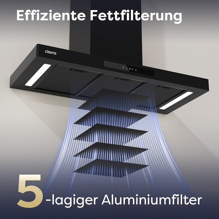 Moderne 90 cm Wandabzugshaube - Schwarz, WLAN & A+++ - bis zu 35% Rabatt