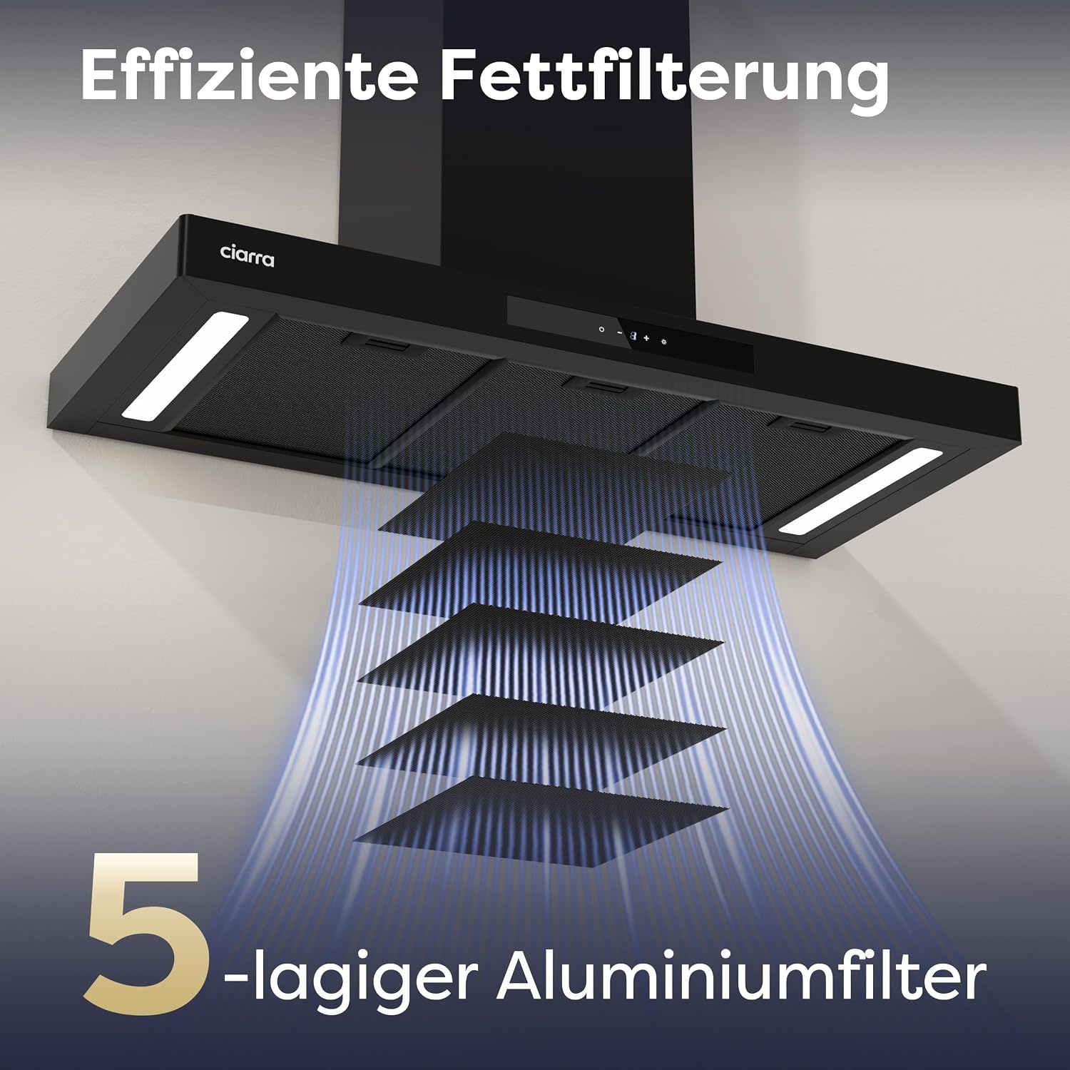 Moderne 90 cm Wandabzugshaube - Schwarz, WLAN & A+++ - bis zu 35% Rabatt