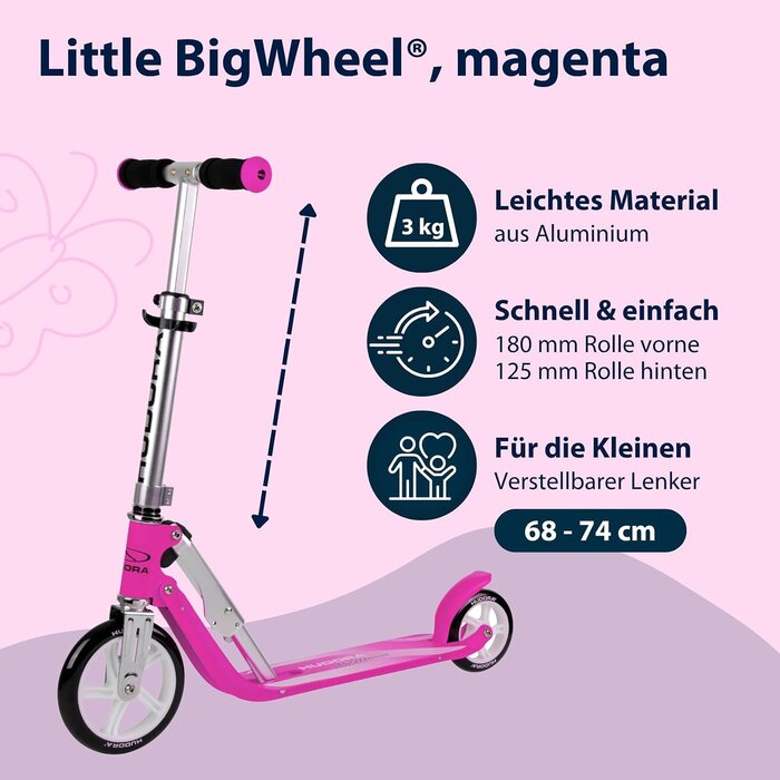 Kinderroller in Magenta, höhenverstellbar & klappbar - jetzt bis zu 34% Rabatt
