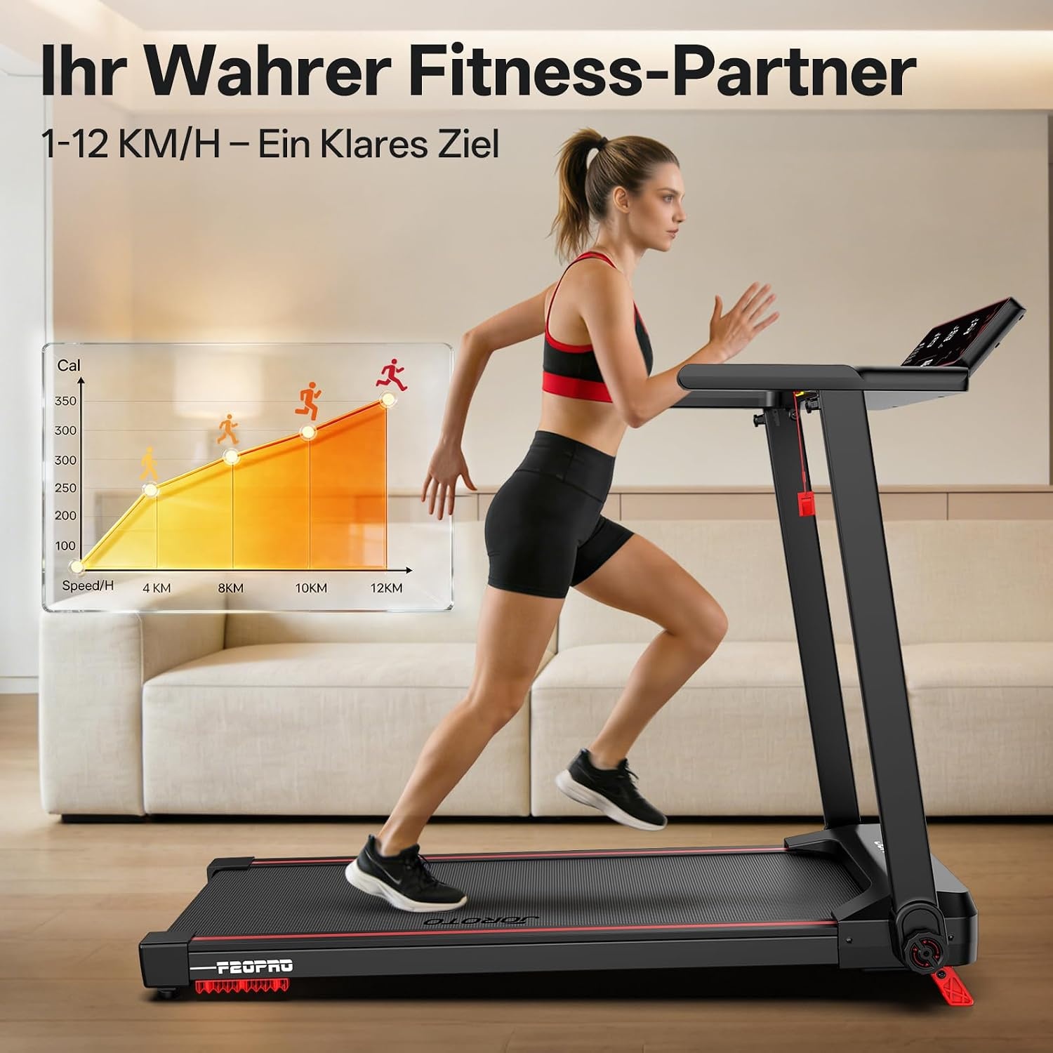 Klappbares Laufband bis 12 km/h mit 8% Steigung - Jetzt bis zu 35% sparen