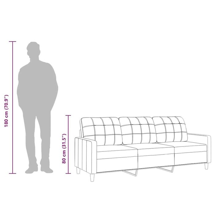 Vidaxl Modernes 3-Sitzer Sofa 180 cm Stoff Dunkelgrau - Jetzt bis zu 33% sparen