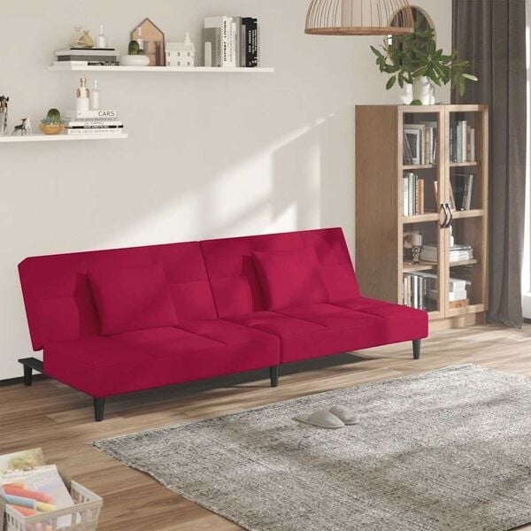 Vidaxl Luxuriöses Schlafsofa in Weinrot - Samt-Look - Jetzt bis zu 29% sparen
