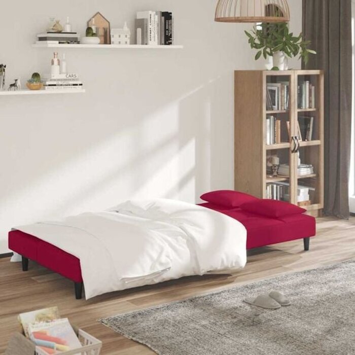 Vidaxl Luxuriöses Schlafsofa in Weinrot - Samt-Look - Jetzt bis zu 29% sparen