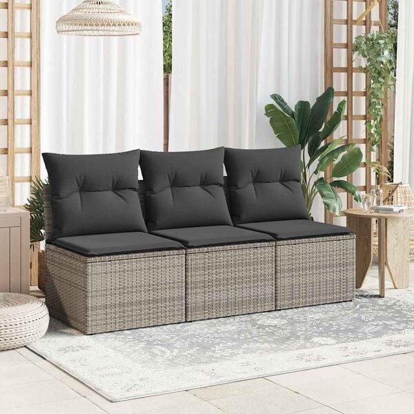 Vidaxl Modulare 3-Sitzer Gartenbank Poly-Rattan Grau - bis zu 35% Rabatt
