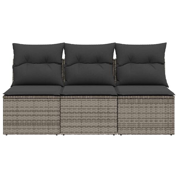 Vidaxl Modulare 3-Sitzer Gartenbank Poly-Rattan Grau - bis zu 35% Rabatt