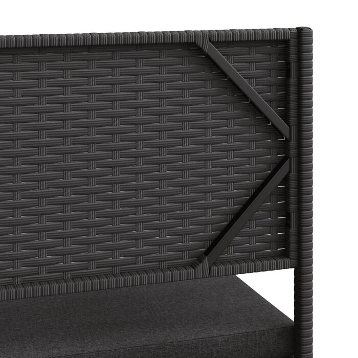 Vidaxl L-förmige Gartenbank mit Klapptisch - Poly-Rattan Schwarz - bis zu 35% Rabatt