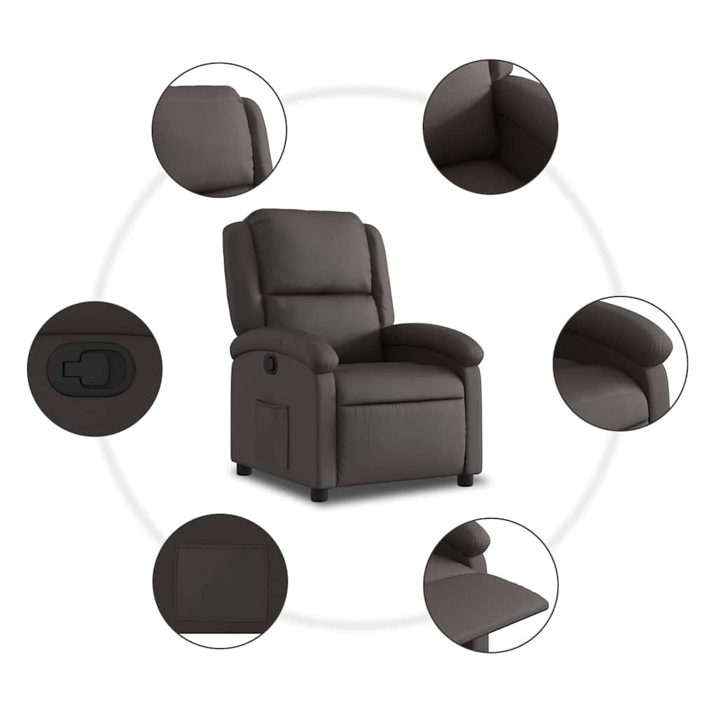 Vidaxl Verstellbarer Relaxsessel aus Echtleder Dunkelbraun - jetzt bis zu 35% sparen