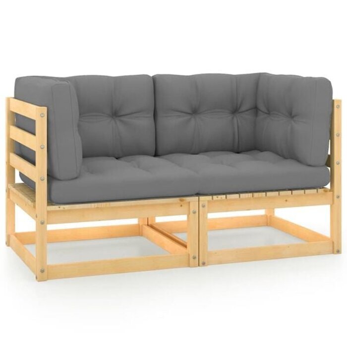 Vidaxl Modulare 2-Sitzer Gartenbank Kiefer massiv grau - bis zu 34% sparen!