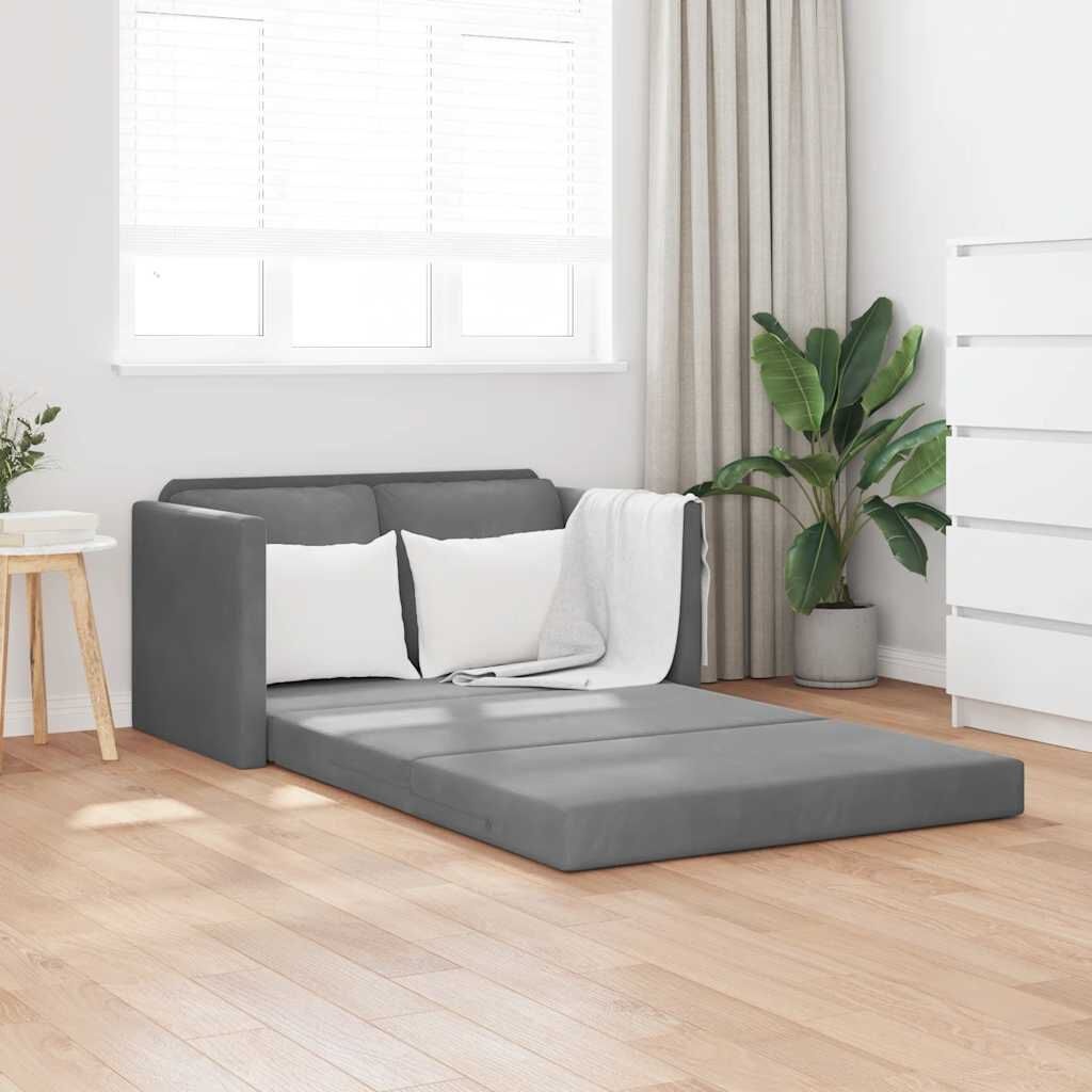 Vidaxl Boden-Schlafsofa 2-in-1, Samt, Dunkelgrau - Klappbar - Jetzt bis zu 34% sparen